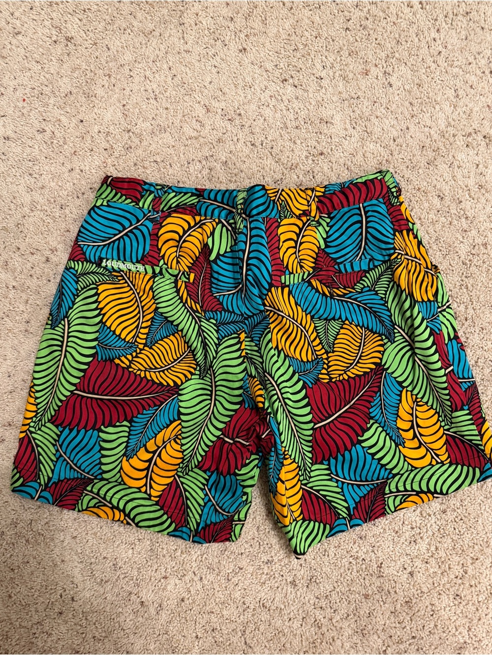 Loudmouth Tropical Leaf Shorts-36 waist Red, Blue, Yellow, Green